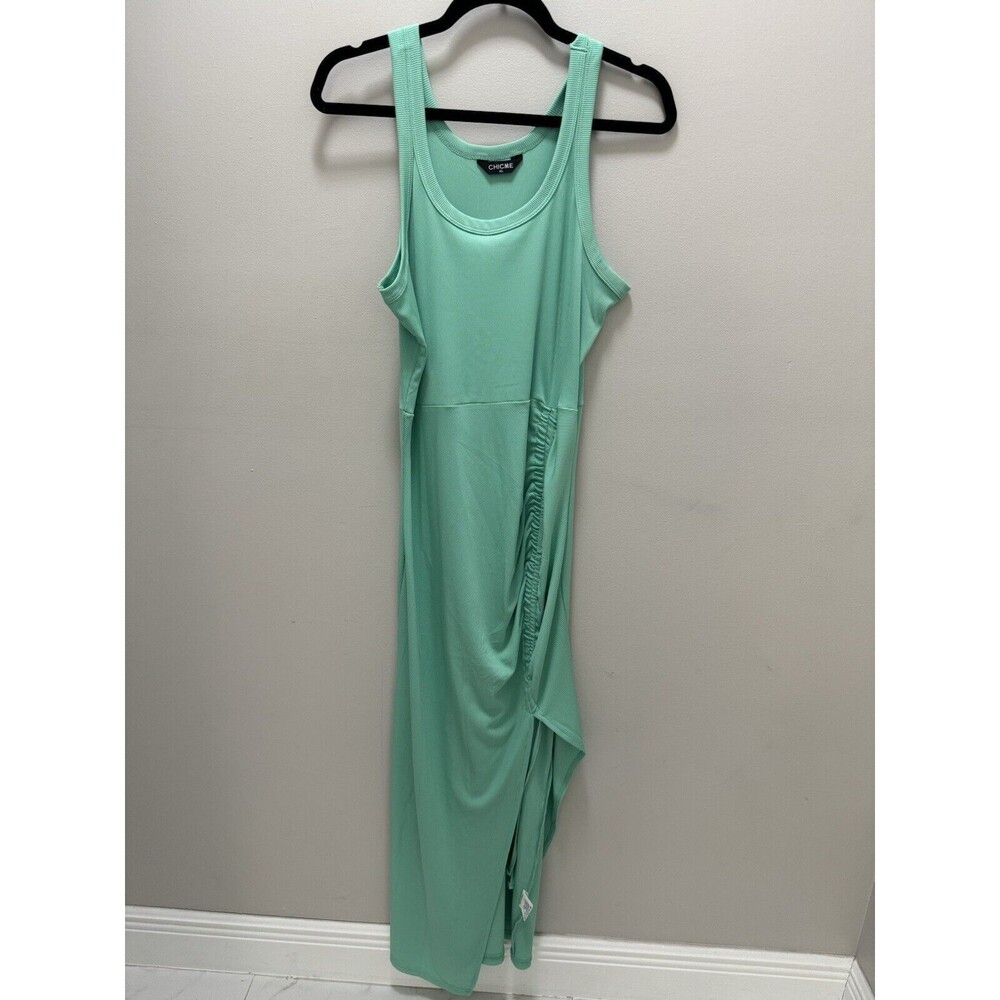 ChicMe Side Slit Scrunch Maxi Dress Light‎ Green Size Xl NWOT